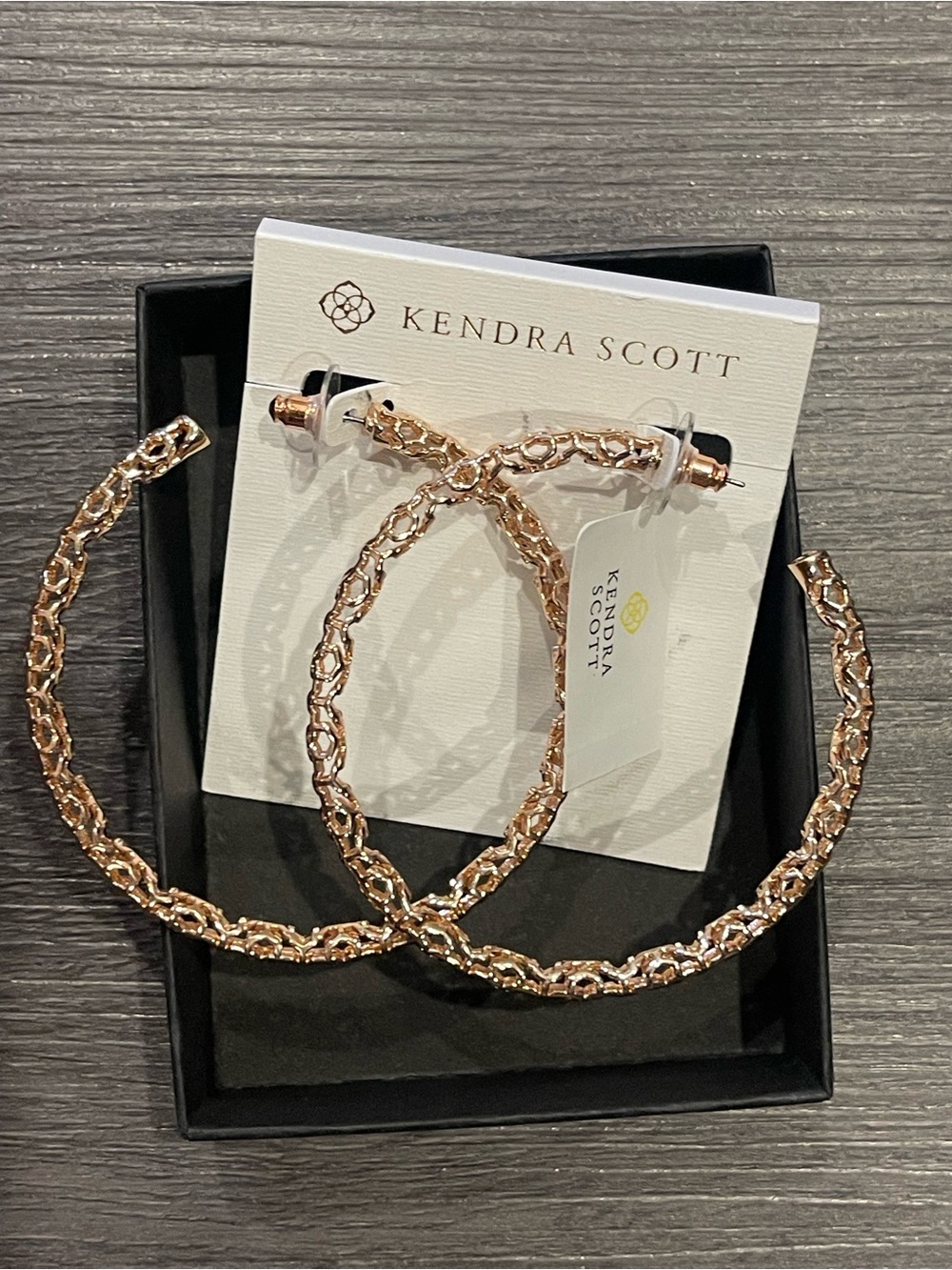 Kendra Scott Rose Gold Textured Chain Hoop Earrings